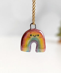 rainbow pride pendants handmade ceramics