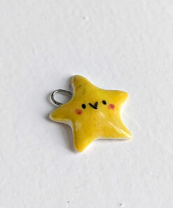 cute yellow star porcelain pendant