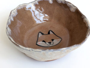 handmade pottery fox pinched vessel