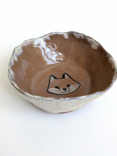 handmade pottery fox pinched vessel