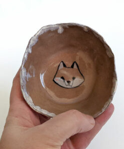 handmade pottery fox pinched vessel