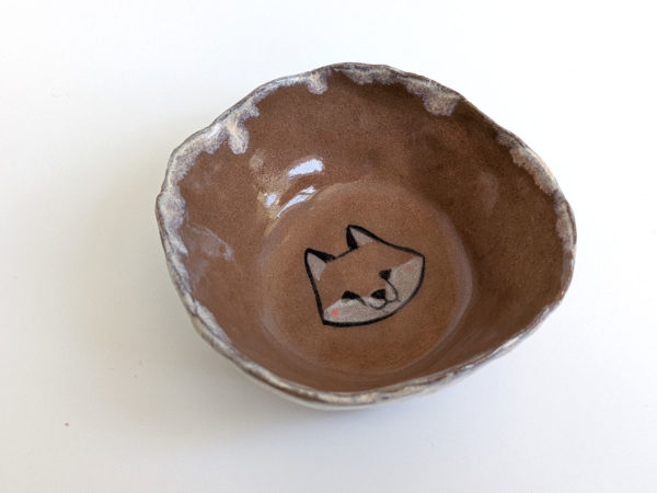 handmade pottery fox pinched vessel