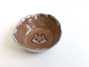 handmade pottery fox pinched vessel
