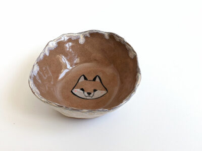 handmade pottery fox pinched vessel