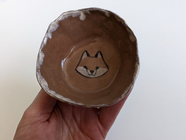 handmade pottery fox pinched vessel