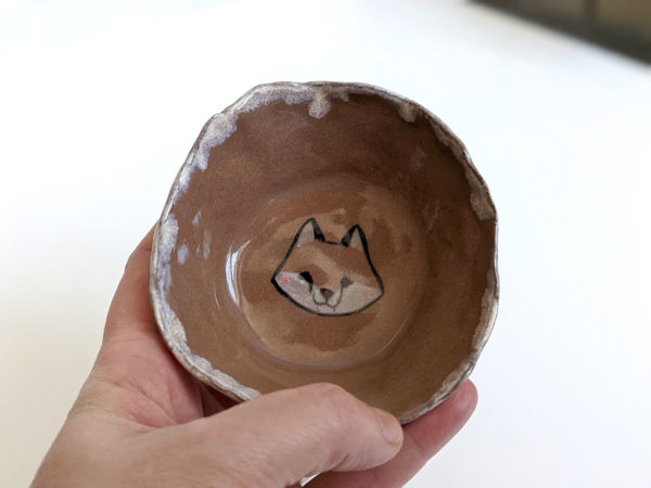 handmade pottery fox pinched vessel