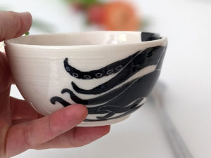 handmade octopus bowl white porcelain