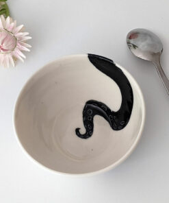 handmade octopus bowl white porcelain