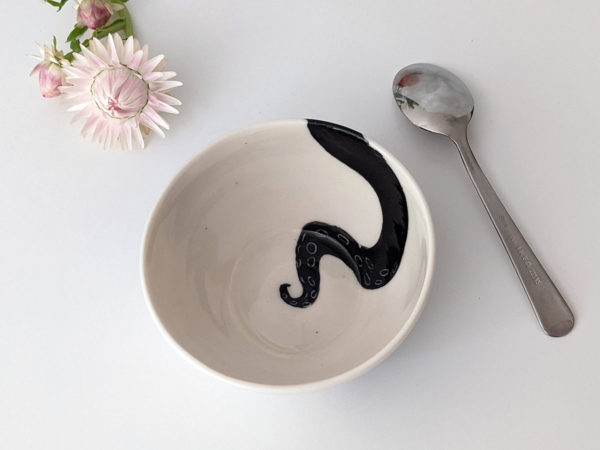 handmade octopus bowl white porcelain