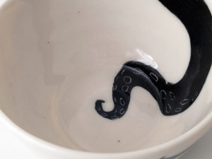 handmade octopus bowl white porcelain