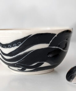 handmade octopus bowl white porcelain