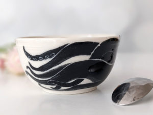 handmade octopus bowl white porcelain