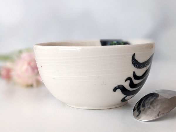 handmade octopus bowl white porcelain