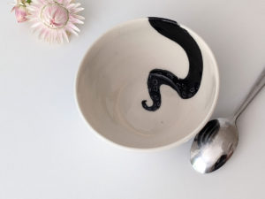 handmade octopus bowl white porcelain