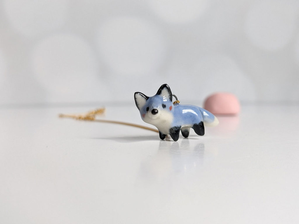 Ceramic pendant blue fox