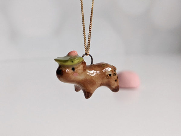 porcelain pendant capybara lily pad