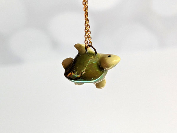 green turtle handmade ceramics pendant