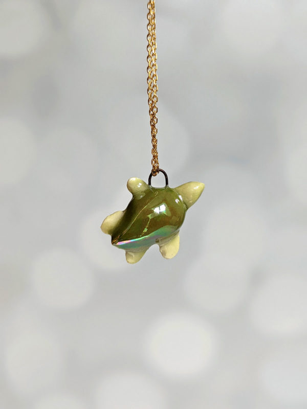 green turtle handmade ceramics pendant