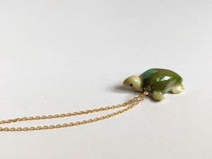 green turtle handmade ceramics pendant