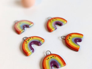 rainbow pride pendants handmade ceramics