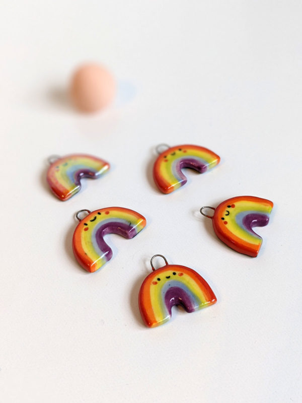 rainbow pride pendants handmade ceramics