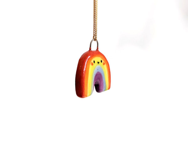 rainbow pride pendants handmade ceramics