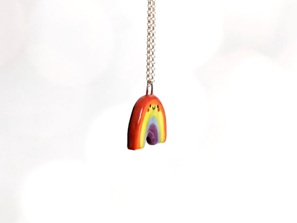 rainbow pride pendants handmade ceramics