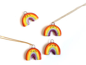 rainbow pride pendants handmade ceramics