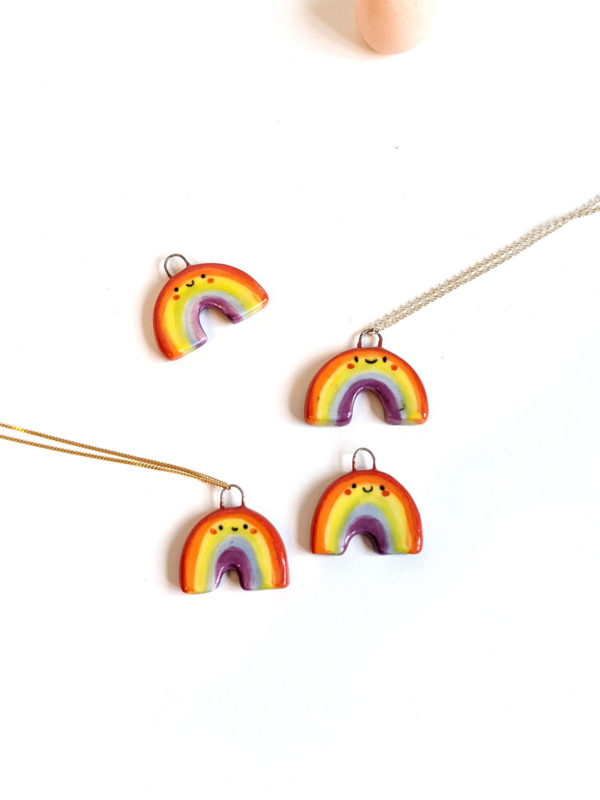 rainbow pride pendants handmade ceramics