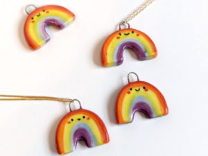 rainbow pride pendants handmade ceramics