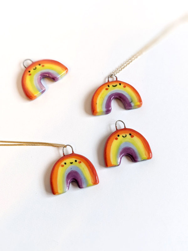 rainbow pride pendants handmade ceramics