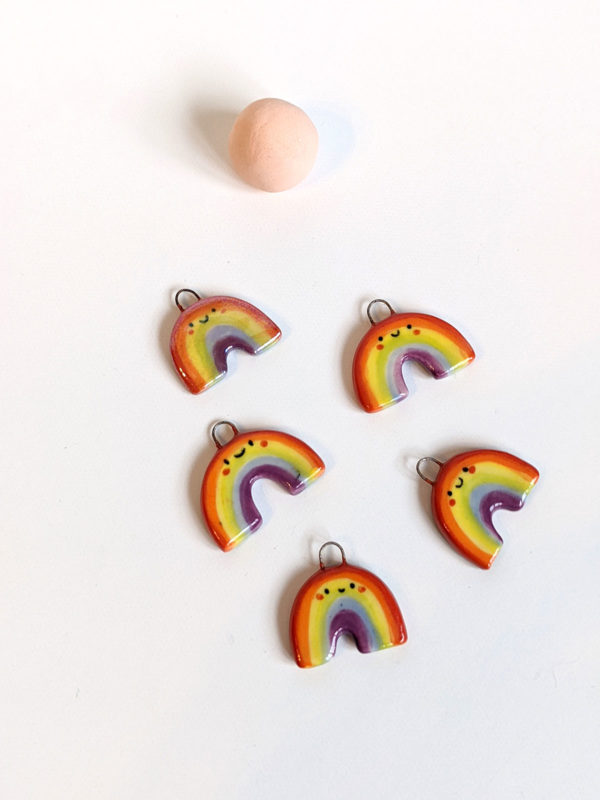 rainbow pride pendants handmade ceramics