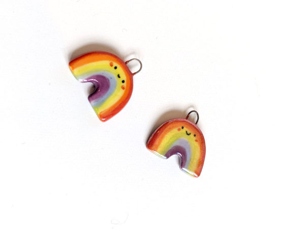 rainbow pride pendants handmade ceramics
