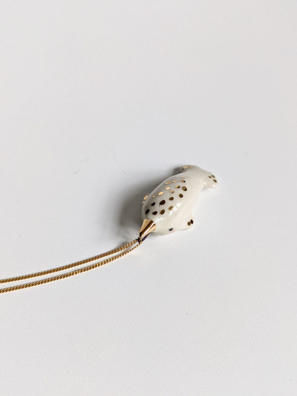 ceramic jewelry narwhal pendant white gold