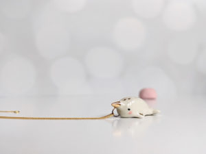 ceramic jewelry narwhal pendant white gold