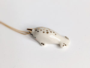 ceramic jewelry narwhal pendant white gold