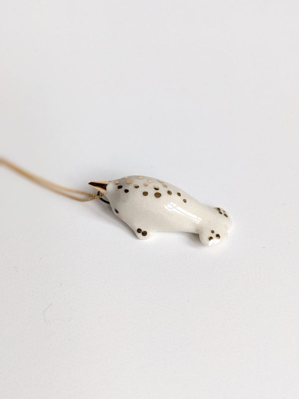 ceramic jewelry narwhal pendant white gold