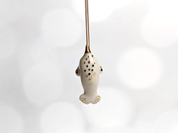 ceramic jewelry narwhal pendant white gold