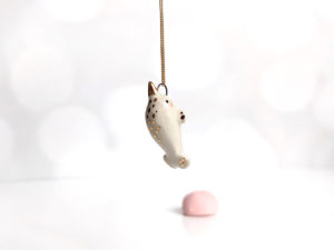 ceramic jewelry narwhal pendant white gold