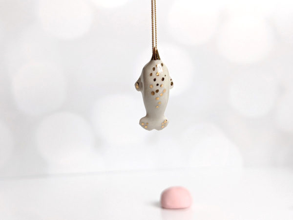 ceramic jewelry narwhal pendant white gold