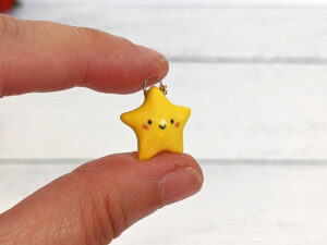 cute yellow star porcelain pendant