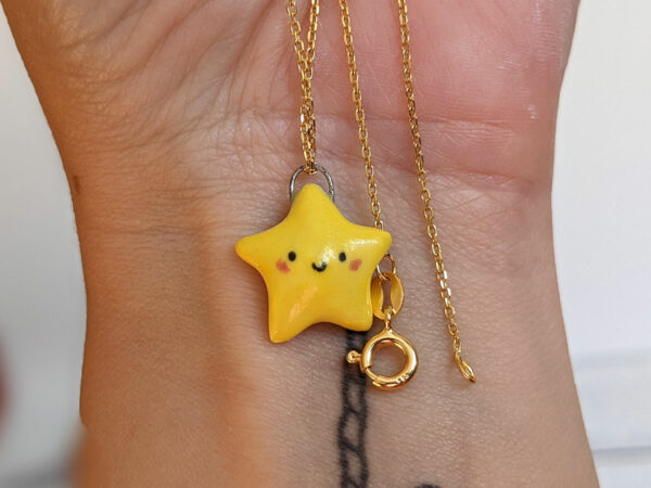 cute yellow star porcelain pendant