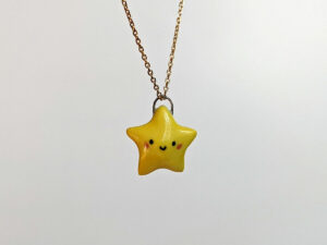 cute yellow star porcelain pendant