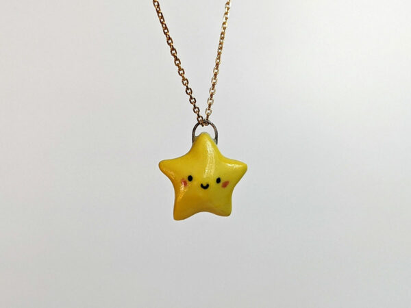 cute yellow star porcelain pendant