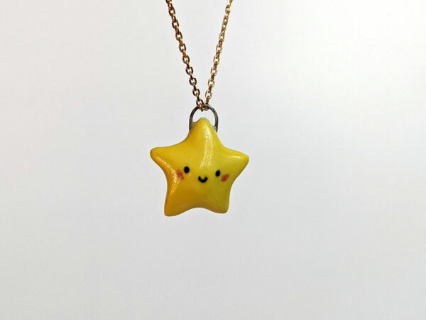 cute yellow star porcelain pendant