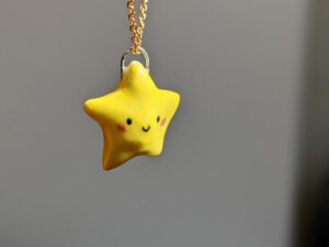 cute yellow star porcelain pendant