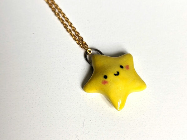 cute yellow star porcelain pendant