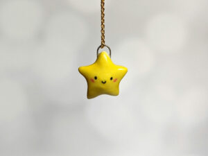 cute yellow star porcelain pendant