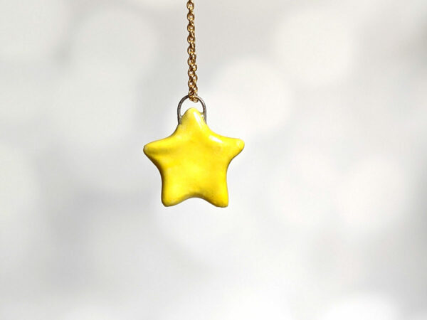 cute yellow star porcelain pendant