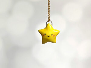 cute yellow star porcelain pendant